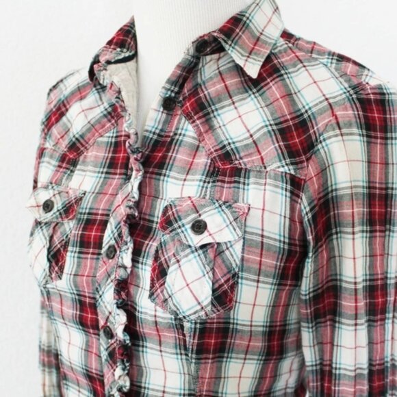 Vintage GAP Country Cowgirl Women's 100% Cotton Cottagecore Ruffled Plaid - Picture 7 of 16